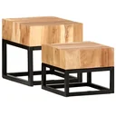 Side tables 2-piece made of solid acacia wood