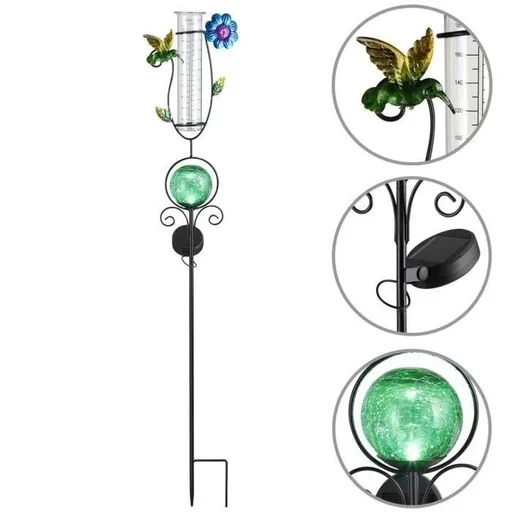 "Solar-powered lighting with rain gauge green image"