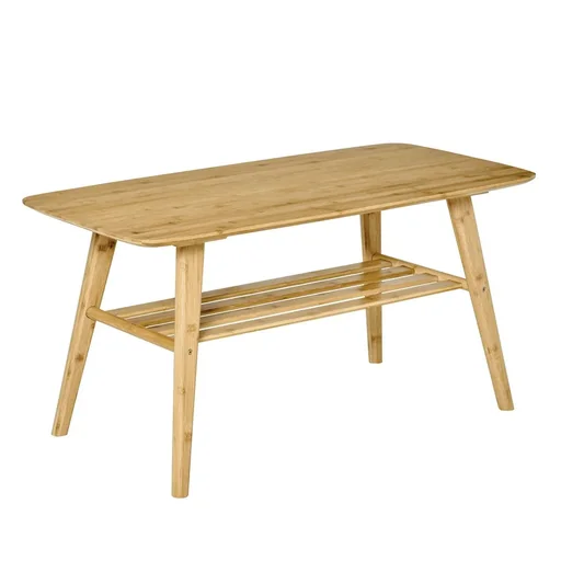"Coffee table side table bamboo table table living room table coffee table with shelf minimalist stable bamboo natural wood image"