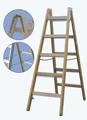 "Rungs double ladder 2 x 7 wood image"