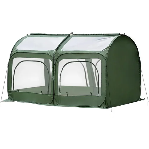 "Pop-Up Greenhouse with 4 Zippered Doors, Greenhouse, Tomato House, Cold Frame, Steel, PVC, Transparent, 250 x 125 x 135 cm image"