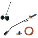 Kemper weed burner with piezo ignition, 5 meter gas hose, pressure regulator and gas bottle trolley