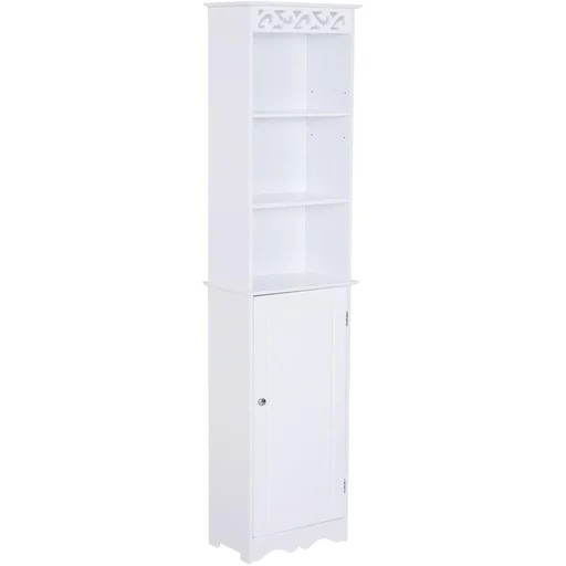 "Bathroom cabinet laundry cabinet standing shelf storage 6 compartments MDF white 40 x 23 x 160 cm image"