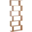 Bookshelf wall shelf room divider with 6 compartments maple