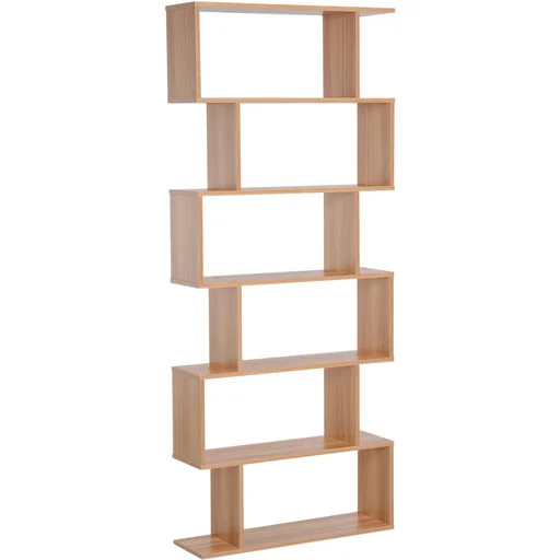 "Bookshelf wall shelf room divider with 6 compartments maple image"