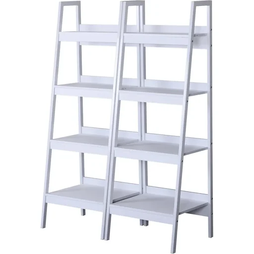 "Set of 2 shelves, standing shelf, storage shelf, bookcase, storage shelf, 4 x compartments, metal + MDF, 52 x 45 x 148 cm image"