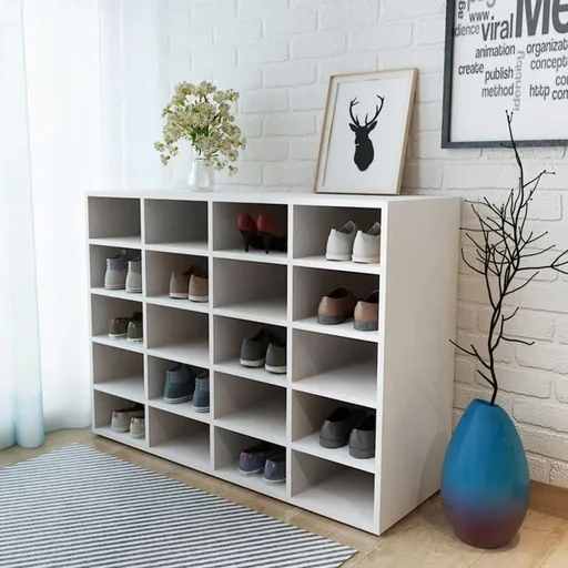 "Shoe rack 92x30x67.5 cm chipboard white image"