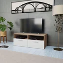 TV cabinet 95x35x36 cm chipboard oak-colored and white