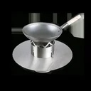Steel wok with wooden handle