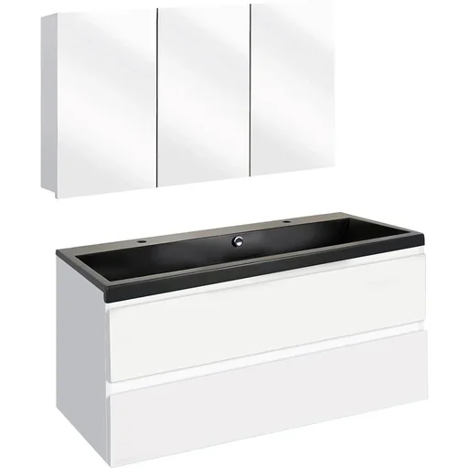 "Concept bathroom furniture with mirror cabinet 100cm - white/black image"