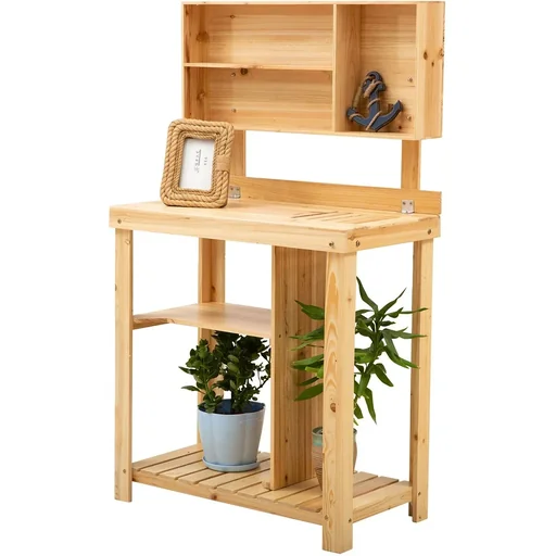 "Gardening table with natural shelf image"