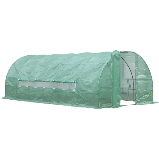 "Plastic greenhouse with green window image"
