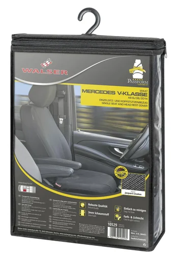 "Fitted seat covers Mercedes V-Class 477 for single driver seat with armrest inside made of fabric from model year 06/2014 - today image"