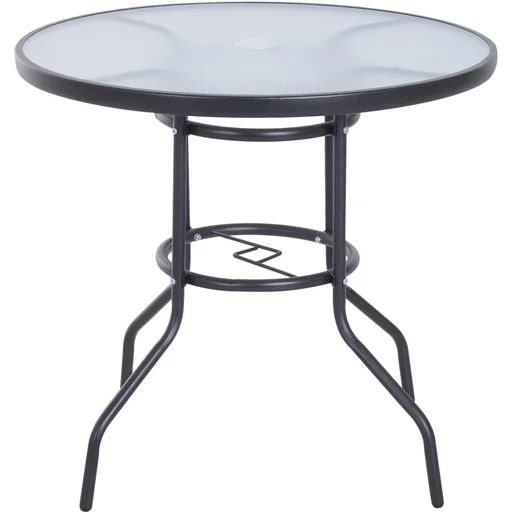 "Garden table garden side table garden furniture balcony table with umbrella hole black Ø80 x 72 cm image"