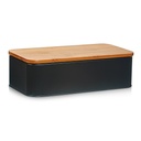 Bread bin with bamboo lid, metal, matt black