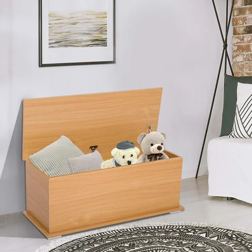 "Chest storage box wooden box with folding lid beech image"