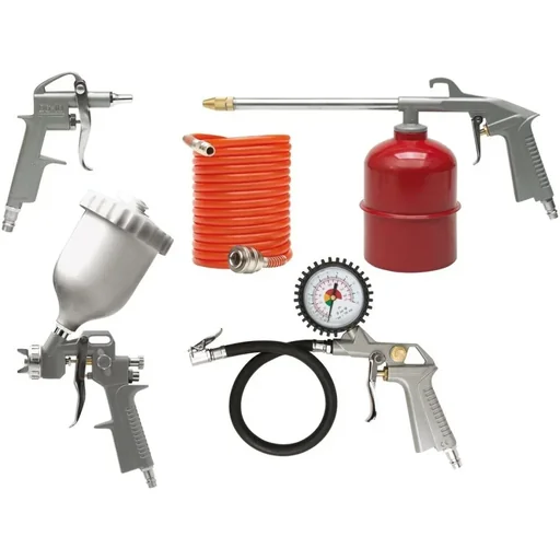 "Spray set with compressed air gun, spray gun, washing gun and tire pump pliers image"