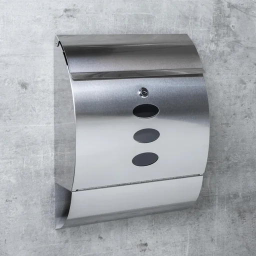 "Stainless steel mailbox with newspaper compartment image"