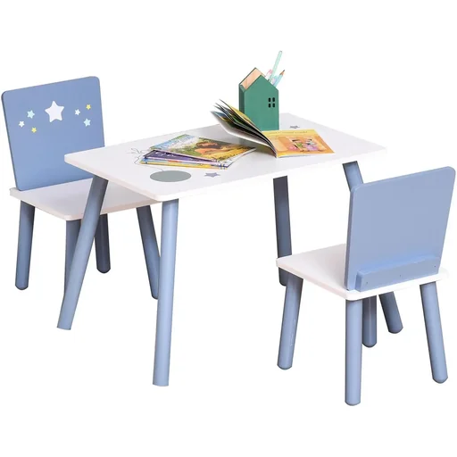 "3-piece children's seating group with star design blue, white image"