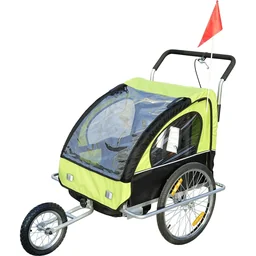 2 in 1 Jogger Kinderfietsaanhanger Fietsaanhanger Groen-zwart