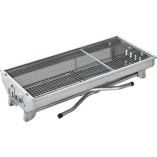 "Charcoal grill stand grill 73x33cm stainless steel silver image"