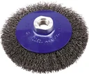 Wire brush 100 mm diameter, angled with M14 thread