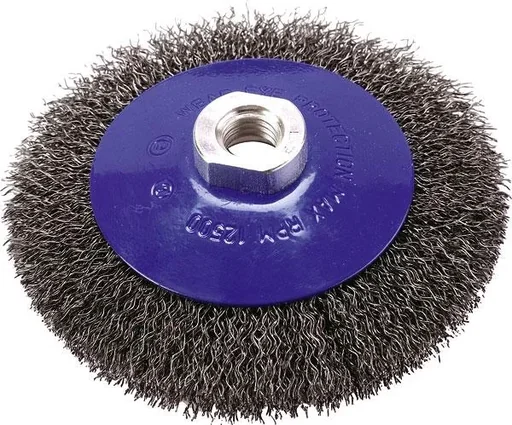 "Wire brush 100 mm diameter, angled with M14 thread image"