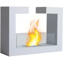Freestanding bioethanol floor fireplace design white