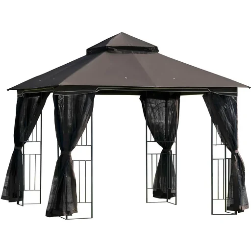"Garden gazebo - double roof - brown - 3 x 3 m image"