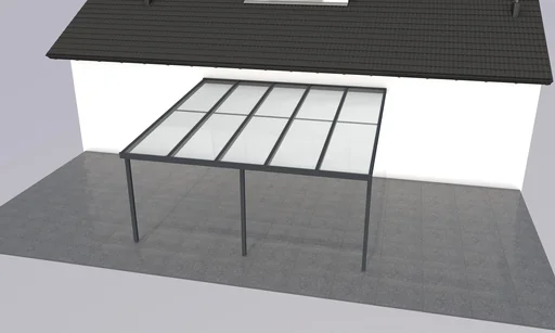 "Patio roof Premium, anthracite, 5100 x 5060 mm - Polycarbonate multi-wall sheets 16 mm, opal image"