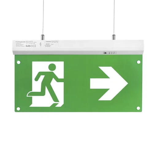 "LED escape route light 4in1, emergency exit with emergency power unit with TEST function has 4 mounting options image"