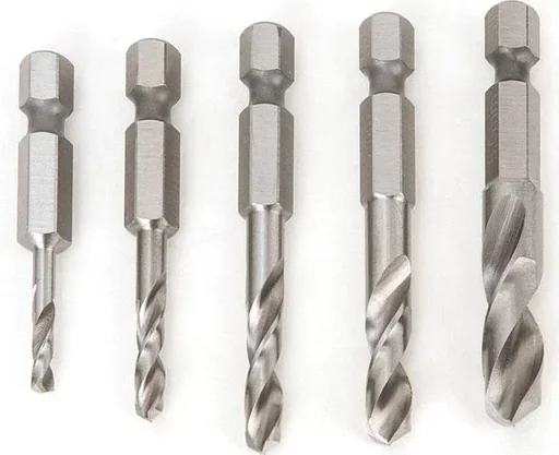 "Drill bit set 5-piece, short, 1/4" 6-point image"