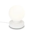 PULU table lamp, white metal base, opal glass, cable switch, E14 socket