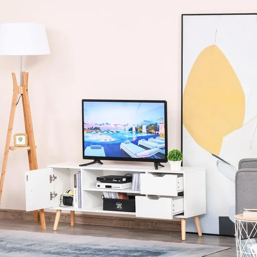 "TV lowboard with drawers white image"