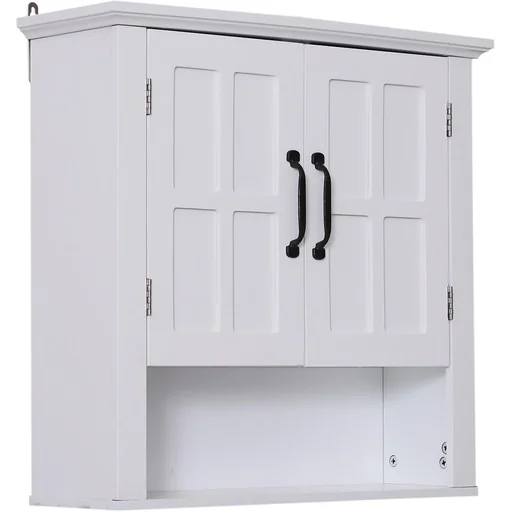 "Kitchen cabinet wall cabinet bathroom cabinet wall cabinet wood white 60 x 19.8 x 58 cm image"