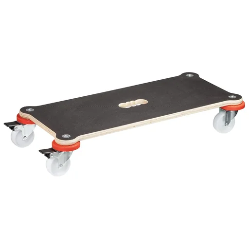 "Transport aid MM 1365, 71 x 31 x 12.5 cm, hard castors Ø 75 mm, plain bearings, 2 brakes, FSC® plate, load capacity 200 kg image"