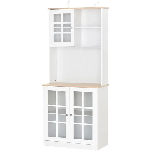 "Tall cabinet with glass doors, white image"