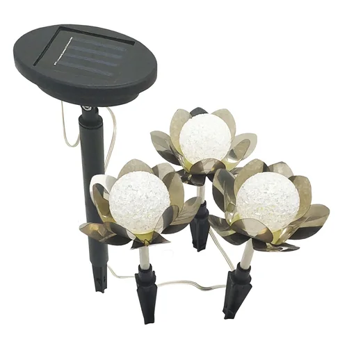 "Solar LED lotus flowers - set of 3 with external solar panel image"
