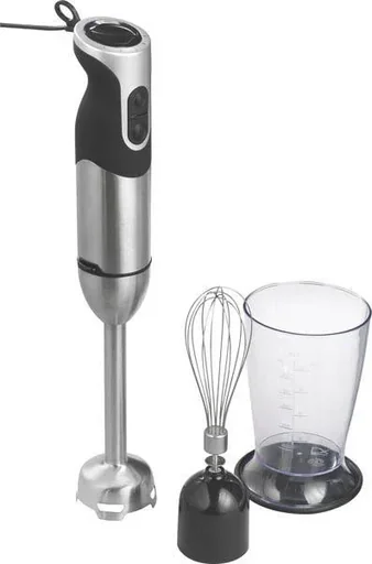 "Turbo hand blender set, stainless steel, 1000 watts, with mixing bowl, lid & whisk image"