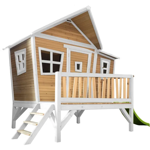 "Emma Playhouse Brown/White - Lime Green Slide image"