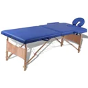 Foldable 2-zone massage table with wooden frame (blue)