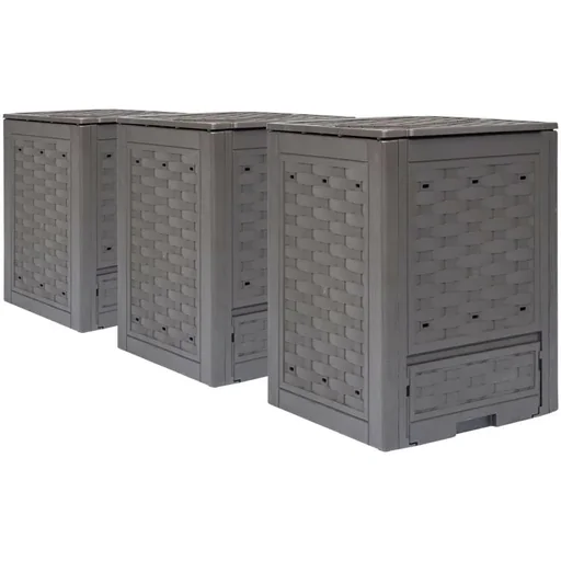 "Compost bins 3 pieces 900 L 60x60x83 cm brown image"