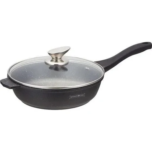 "Marble-coated deep frying pan - black - 24 cm image"