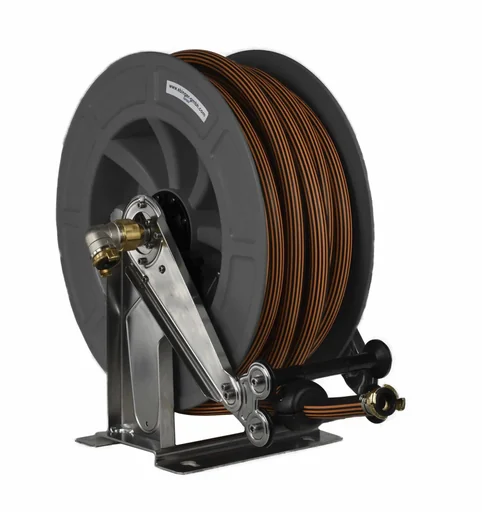 "Hose reel stainless steel/ABS plastic housing OSK 610 with 20 m, 3/4" rubber hose ET, max. 15 bar/90°C image"