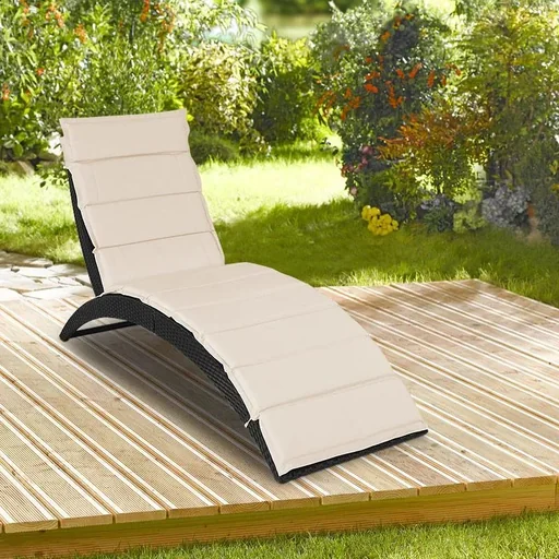 "Deck chair 'Halfmoon' polyrotan foldable 200 x 64 x 95cm image"