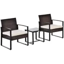 Polyrattan seating group garden set 3 pcs. Garden furniture with cushions garden brown