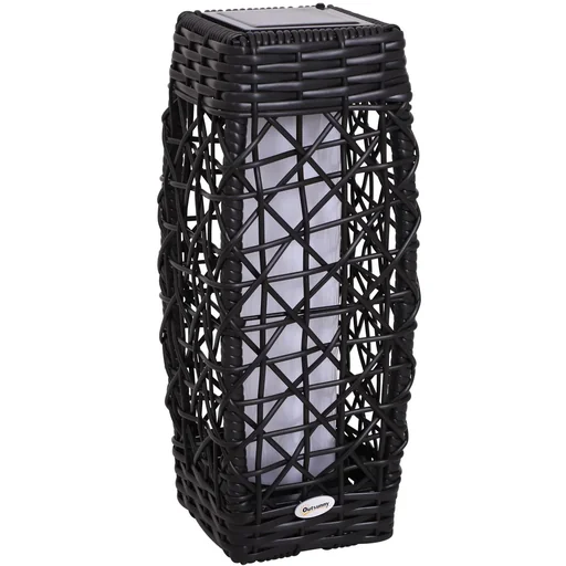 "Solar lamp rattan garden lamp path lighting light sensor automatic weatherproof coffee brown L19 x W19 x H48 cm image"