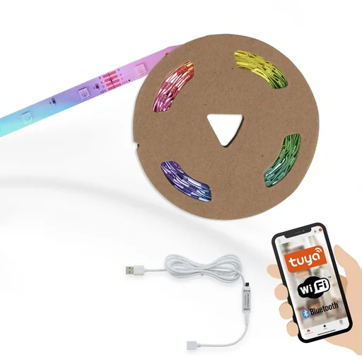 "USB SMART Wifi + Bluetooth RGB LED flex strip, 5m, APP control, 150 RGB LEDs image"