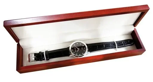 "Watch box, mahogany design, dimensions approx. 270 x 65 x 35 mm image"