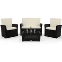 Polyrattan garden set - 10 pieces - black/cream